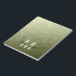 Army green light geometric mesh pattern Monogram Notepad<br><div class="desc">Monogram Personalize notepad school office stationery with your custom initial and name. Triangle geometric mesh with light dark army green ombre gradient.</div>
