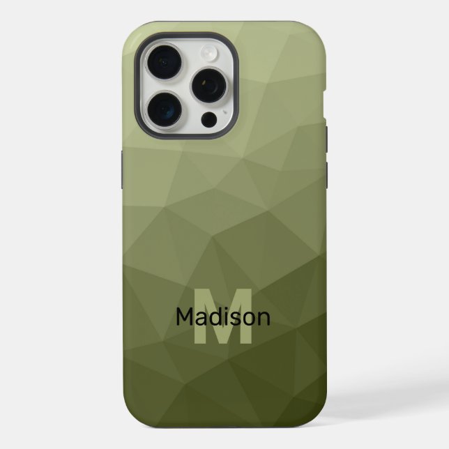 Army green light gradient geometric mesh Monogram iPhone Case (Back)