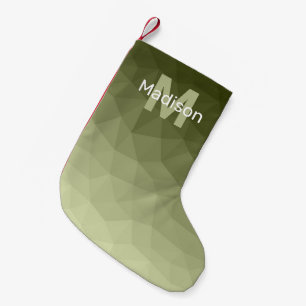 Army green light gradient geometric mesh Monogram Small Christmas Stocking