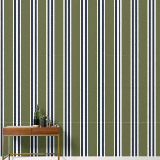 Army Green & Navy Double Rugby Stripe  Wallpaper
