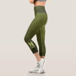 Army green olive geometric mesh pattern Monogram Capri Leggings<br><div class="desc">Monogram Personalize gift for her with your custom initial and name. Army green olive gradient geometric mesh pattern. Army green gradient geometric mesh pattern triangles ombre. Army green dark olive hue for soldier gear, camo. It mimics natural military landscapes, toughness, endurance, resilience. Earthy undertones connect to nature, grounding. Symbolizes military...</div>