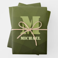Army green olive geometric mesh pattern Monogram