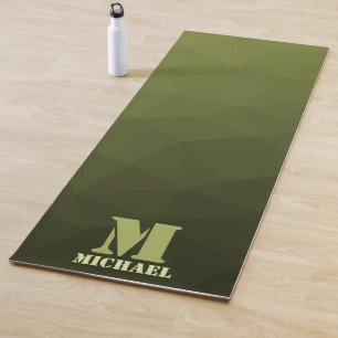 Army green olive geometric mesh pattern Monogram Yoga Mat