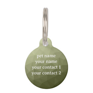 Army green olive geometric mesh pattern Your text Pet Tag