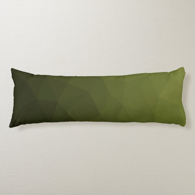 Army green olive gradient geometric mesh pattern body pillow (Front)