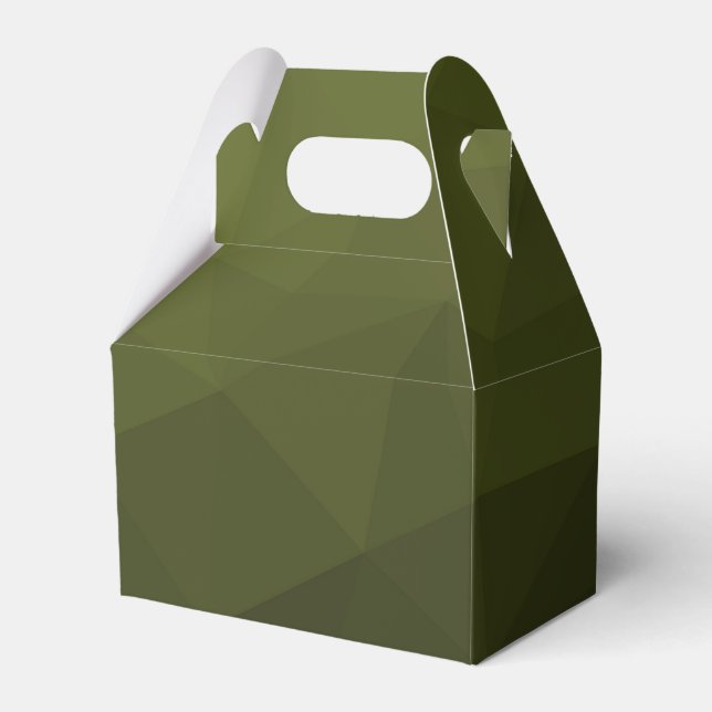 Army green olive gradient geometric mesh pattern favor box (Front Side)
