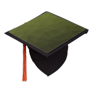 Army green olive gradient geometric mesh pattern graduation cap topper