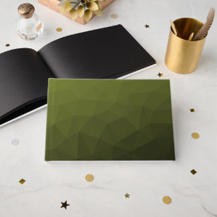 Army green olive gradient geometric mesh pattern guest book