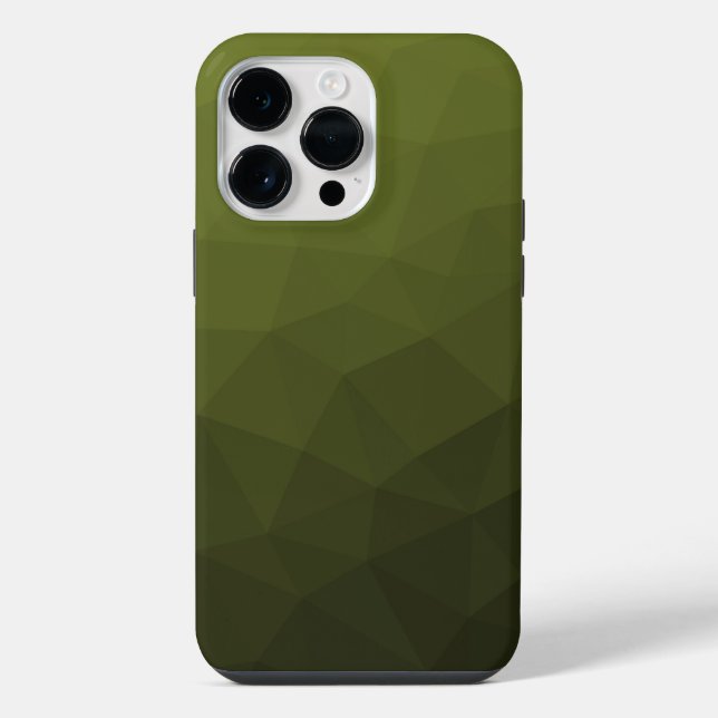 Army green olive gradient geometric mesh pattern iPhone case (Back)