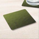Army green olive gradient geometric mesh pattern square paper coaster<br><div class="desc">Army green gradient geometric mesh pattern triangles ombre. Army green dark olive hue for soldier gear,  camo. It mimics natural military landscapes,  toughness,  endurance,  resilience. Earthy undertones connect to nature,  grounding. Symbolizes military legacy,  outdoor utility.</div>