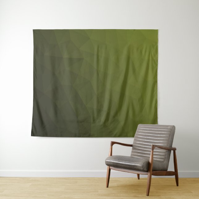 Army green olive gradient geometric mesh pattern tapestry (In Situ (Horizontal))