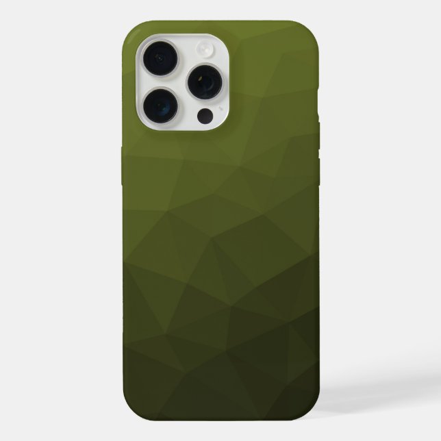 Army green ombre gradient geometric mesh pattern iPhone case (Back)