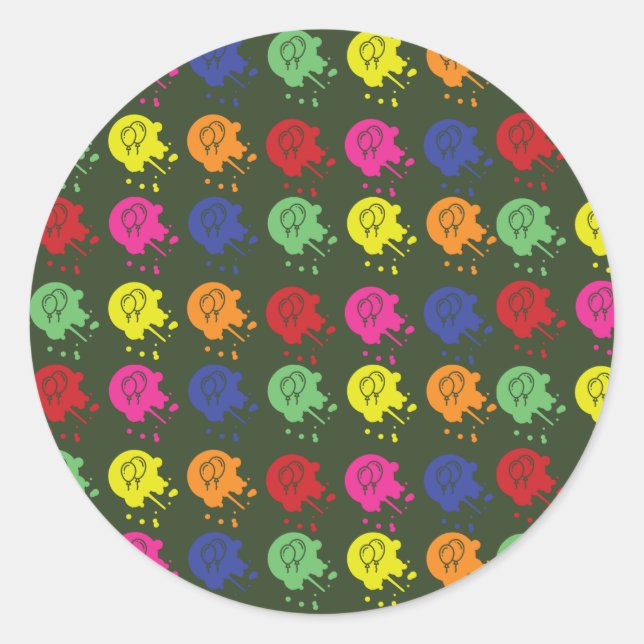 Army Green Paintball Party Balloon Pattern Classic Round Sticker (Front)