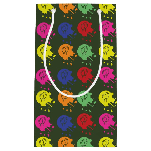 Army Green Paintball Party Balloon Pattern Small Gift Bag (Front)