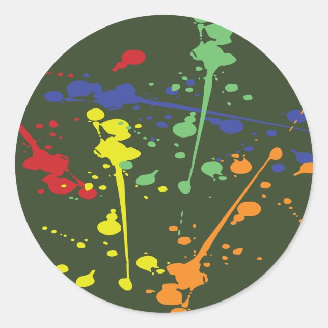 Army Green Paintball Party Splatter Classic Round Sticker (Front)