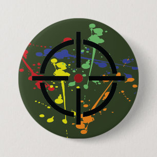 Army Green Paintball Party Splatter Target 3 Inch Round Button