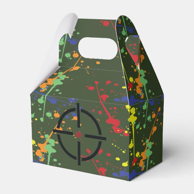 Army Green Paintball Party Splatter Target Favor Box (Front Side)