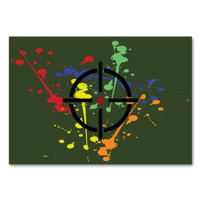 Army Green Paintball Party Table Card (Back)