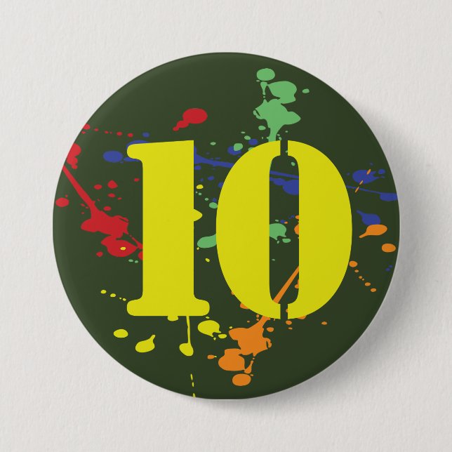 Army Green Paintball Theme Age Birthday 3 Inch Round Button (Front)