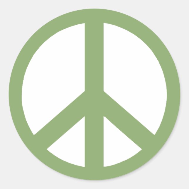Army Green Peace Sign Classic Round Sticker (Front)