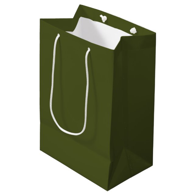 Army Green Solid Colour Medium Gift Bag (Front Angled)