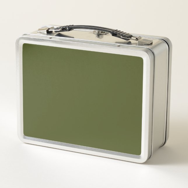 Army Green Solid Colour Metal Lunch Box (Back)