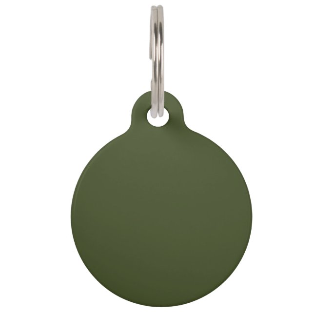 Army Green Solid Colour Pet Tag (Front)