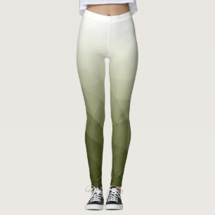 Army green White Gradient Geometry Mesh Pattern Leggings
