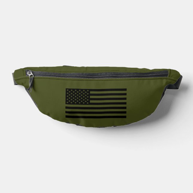 Army Green with American Flag Fanny Pack (Lay Down)