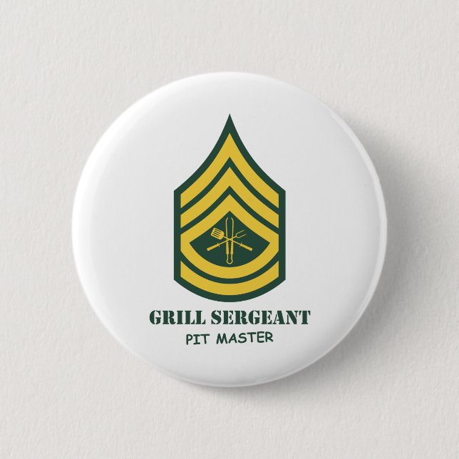 Army Grill Sergeant 2 Inch Round Button (Front)
