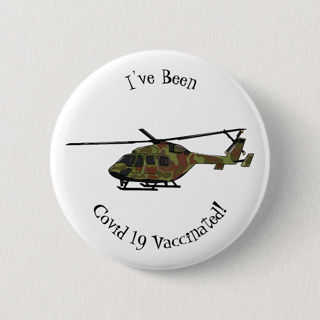 Army helicopter cartoon illustration  2 inch round button (Front)