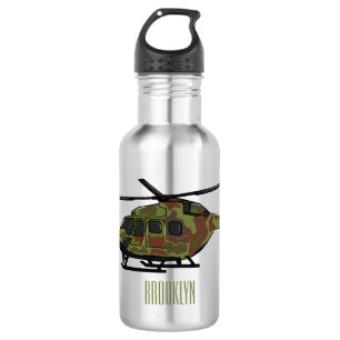 Army helicopter cartoon illustration  532 ml water bottle