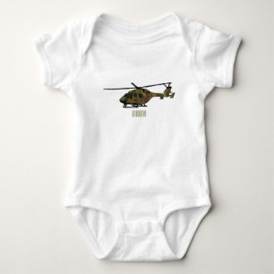 Army helicopter cartoon illustration  baby bodysuit
