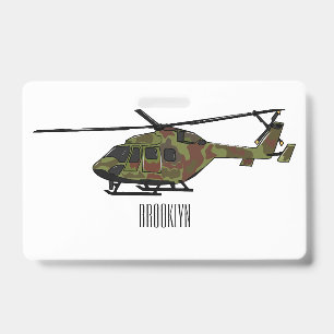 Army helicopter cartoon illustration badge
