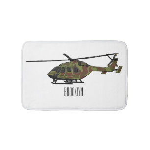 Army helicopter cartoon illustration  bath mat