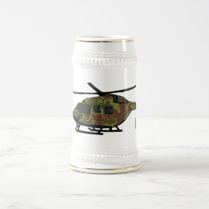 Army helicopter cartoon illustration beer stein