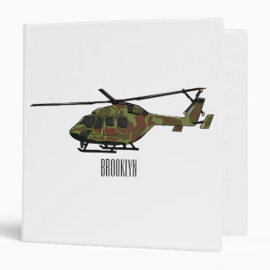 Army helicopter cartoon illustration  binder