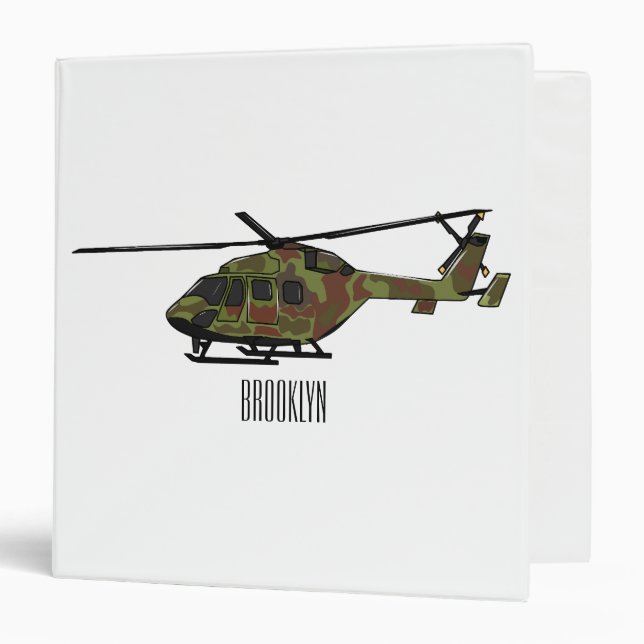 Army helicopter cartoon illustration  binder (Front/Inside)