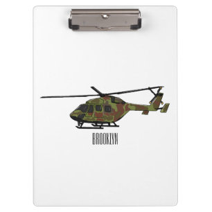 Army helicopter cartoon illustration  clipboard