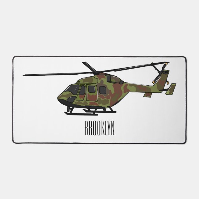 Army helicopter cartoon illustration  desk mat (Front)