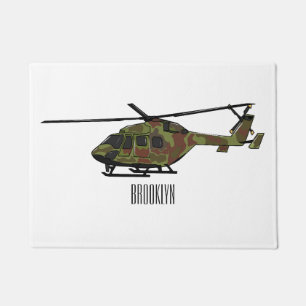 Army helicopter cartoon illustration  doormat