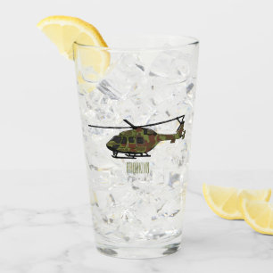 Army helicopter cartoon illustration glass