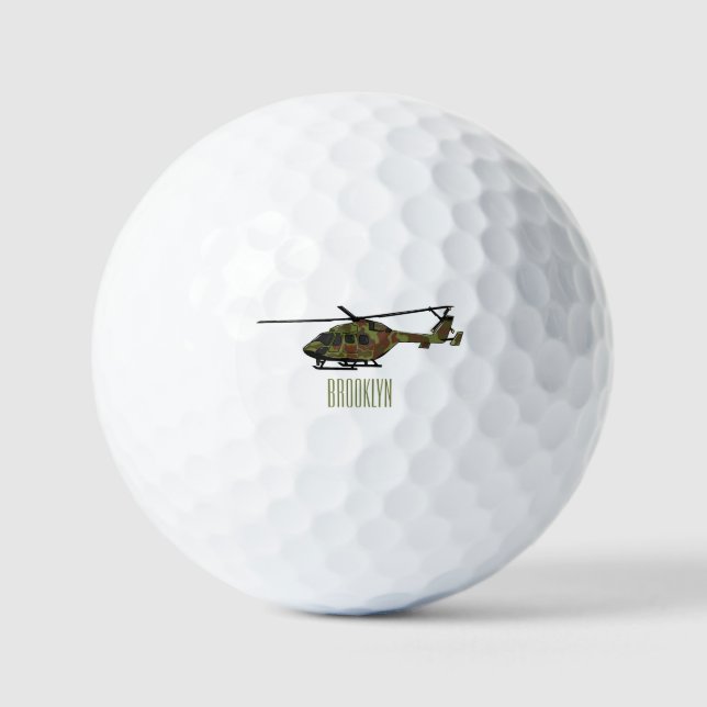 Army helicopter cartoon illustration  golf balls (Front)