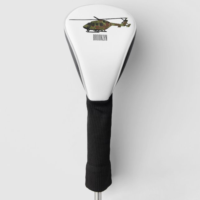 Army helicopter cartoon illustration  golf head cover (Front)