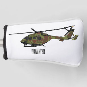 Army helicopter cartoon illustration golf head cover