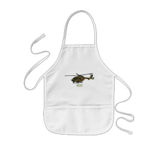 Army helicopter cartoon illustration  kids apron