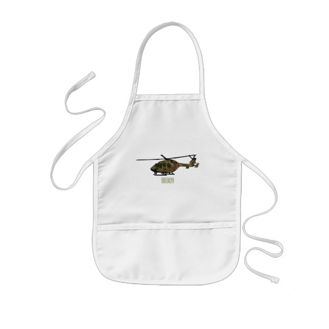 Army helicopter cartoon illustration  kids apron (Front)