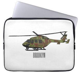 Army helicopter cartoon illustration laptop sleeve