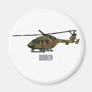 Army helicopter cartoon illustration magnet