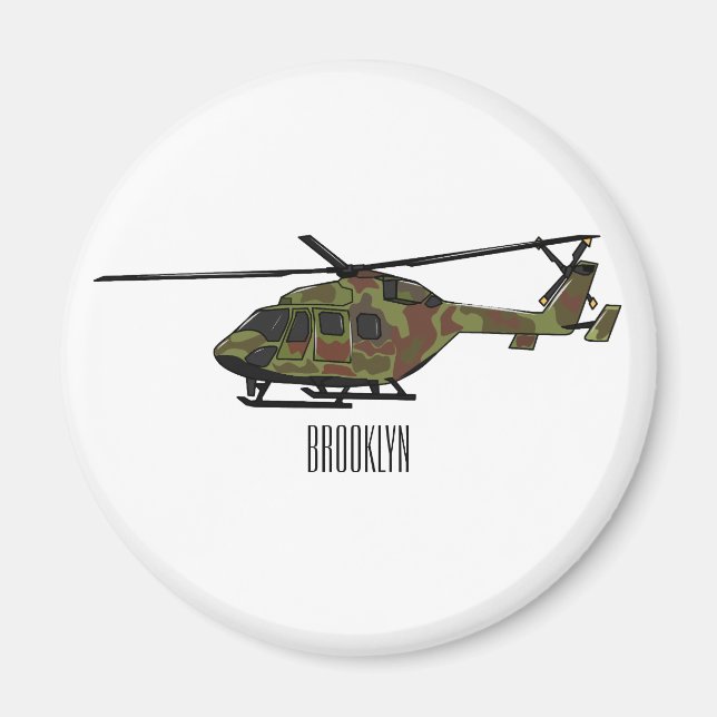 Army helicopter cartoon illustration  magnet (Front)